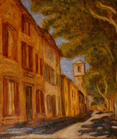 Pittura intitolato "" Rue de Mouriès (A…" da Jean Xavier Combe, Opera d'arte originale, Olio