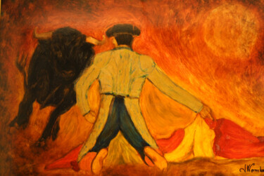 Pittura intitolato "" Rencontre..."" da Jean Xavier Combe, Opera d'arte originale, Olio Montato su Telaio per barella in leg…
