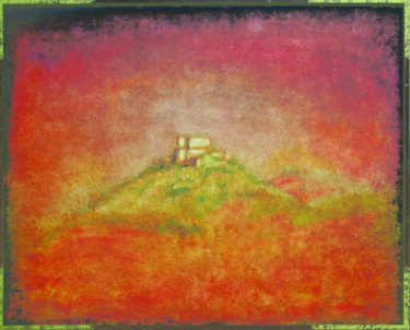 Malerei mit dem Titel ""Château d'Aguilar"" von Jean Xavier Combe, Original-Kunstwerk, Öl