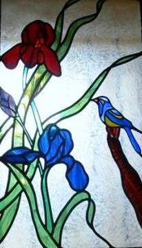Artisanat intitulée "l'oiseau et iris" par Jean-Yves Delille, Œuvre d'art originale