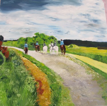 Peinture intitulée "les cavaliers" par Jean-Yves Gahéry, Œuvre d'art originale, Huile