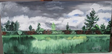 Painting titled "Paysage de campagne" by Jean-Yves Gahéry, Original Artwork, Oil