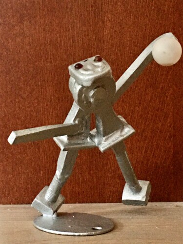 Sculpture titled "Handballer" by Jean-Yves Grossiord, Original Artwork, Metals