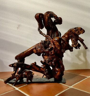 Escultura intitulada "Racine animalesque" por Jean-Yves Grossiord, Obras de arte originais, Madeira