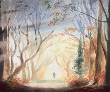 Картина под названием "Errance de couple" - Jean-Yves Quentric, Подлинное произведение искусства, Масло Установлен на Деревя…