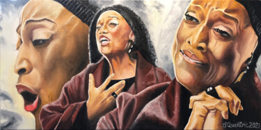 Painting titled "Jessye Norman" by Jean-Yves Quentric, Original Artwork, Oil Mounted on Wood Stretcher frame