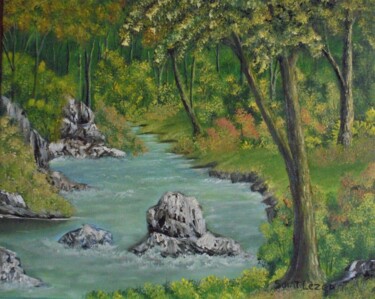Painting titled "la rivière" by Jean-Yves Saint Lezer, Original Artwork, Oil