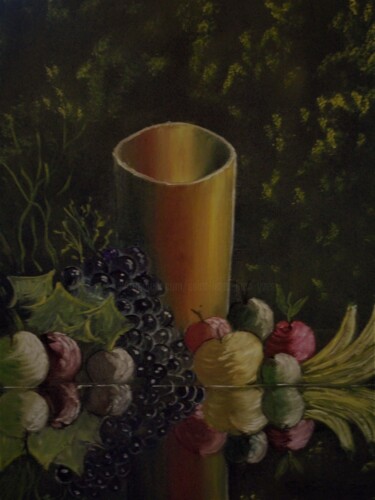 Peinture intitulée "nature morte" par Jean-Yves Saint Lezer, Œuvre d'art originale, Huile