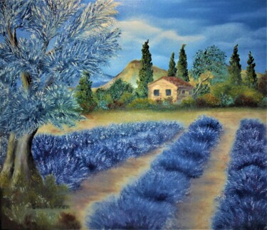 Painting titled "parfum de provence" by Jean-Yves Saint Lezer, Original Artwork, Oil