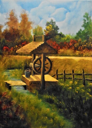 Peinture intitulée "la source de puisag…" par Jean-Yves Saint Lezer, Œuvre d'art originale, Huile