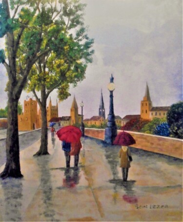 Painting titled "balade urbaine." by Jean-Yves Saint Lezer, Original Artwork, Oil