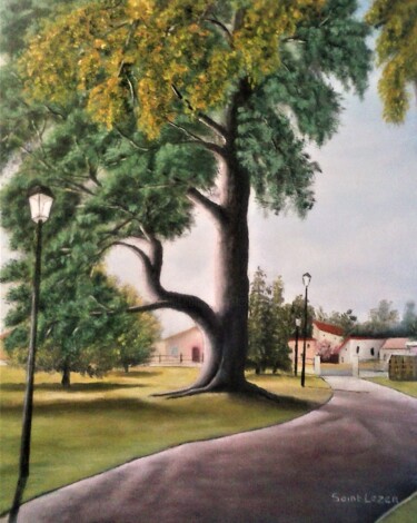 Malerei mit dem Titel "l'arbre dans le parc" von Jean-Yves Saint Lezer, Original-Kunstwerk, Öl