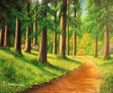 Peinture intitulée "suivre son chemin" par Jean-Yves Saint Lezer, Œuvre d'art originale, Huile