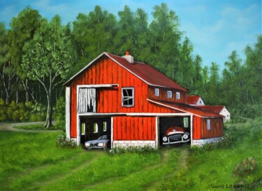 Pintura titulada "la vieille grange" por Jean-Yves Saint Lezer, Obra de arte original, Oleo