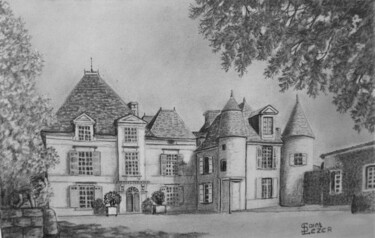 Zeichnungen mit dem Titel "Le château Haut Bri…" von Jean-Yves Saint Lezer, Original-Kunstwerk, Bleistift