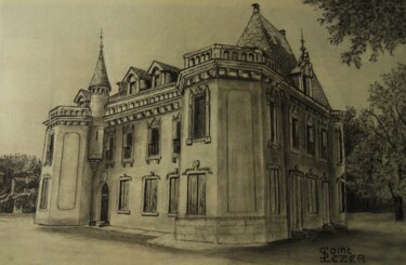图画 标题为“Le château de SARCI…” 由Jean-Yves Saint Lezer, 原创艺术品, 铅笔