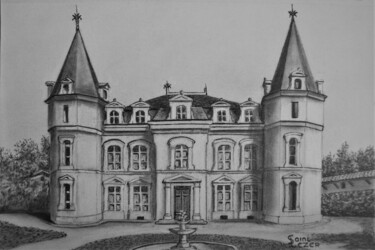 Zeichnungen mit dem Titel "Le château Pontet d…" von Jean-Yves Saint Lezer, Original-Kunstwerk, Bleistift