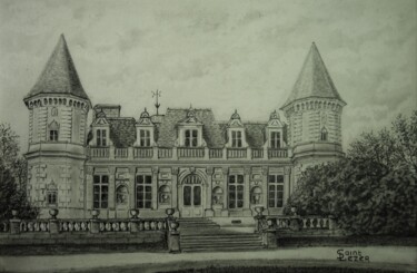 Dessin intitulée "Le château Beaumont" par Jean-Yves Saint Lezer, Œuvre d'art originale, Crayon