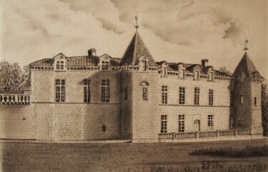 Рисунок под названием "Château Cazeneuve" - Jean-Yves Saint Lezer, Подлинное произведение искусства, Карандаш