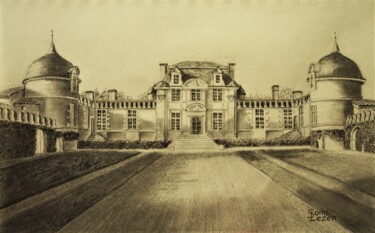 Drawing titled "Château de Malle" by Jean-Yves Saint Lezer, Original Artwork, Pencil