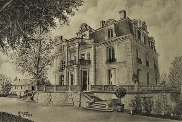 Rysunek zatytułowany „Château GRATTEQUINA” autorstwa Jean-Yves Saint Lezer, Oryginalna praca, Ołówek