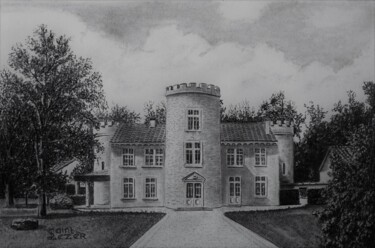 Drawing titled "Château FONTESTEAU" by Jean-Yves Saint Lezer, Original Artwork, Pencil