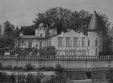 Rysunek zatytułowany „Château LAFITE-ROTH…” autorstwa Jean-Yves Saint Lezer, Oryginalna praca, Ołówek