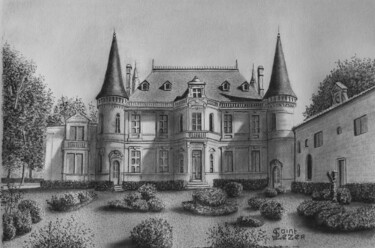 Drawing titled "Château PALMER" by Jean-Yves Saint Lezer, Original Artwork, Pencil