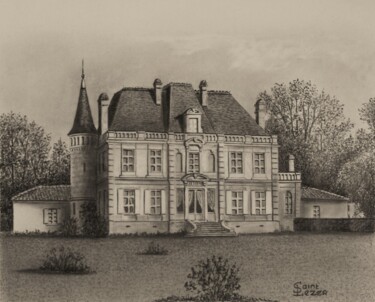 Σχέδιο με τίτλο "Château du FOULON" από Jean-Yves Saint Lezer, Αυθεντικά έργα τέχνης, Μολύβι