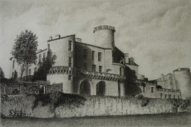 Drawing titled "Château de DURAS" by Jean-Yves Saint Lezer, Original Artwork, Pencil