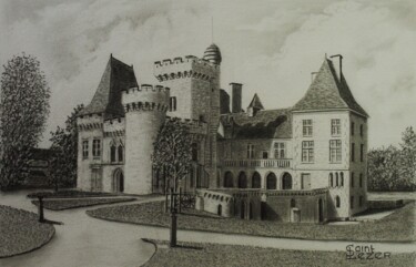 Dibujo titulada "Château de CAMPAGNE" por Jean-Yves Saint Lezer, Obra de arte original, Lápiz