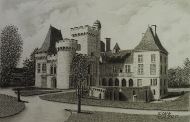 Рисунок под названием "Château de CAMPAGNE" - Jean-Yves Saint Lezer, Подлинное произведение искусства, Карандаш