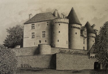 Рисунок под названием "Château FENELON" - Jean-Yves Saint Lezer, Подлинное произведение искусства, Карандаш