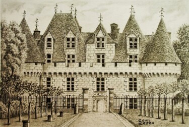 「Château de Monbazil…」というタイトルの描画 Jean-Yves Saint Lezerによって, オリジナルのアートワーク, 鉛筆