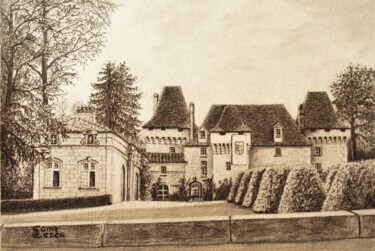 Zeichnungen mit dem Titel "Château Beauregard" von Jean-Yves Saint Lezer, Original-Kunstwerk, Bleistift