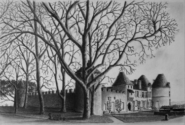 Disegno intitolato "Château d'YQUEM" da Jean-Yves Saint Lezer, Opera d'arte originale, Matita