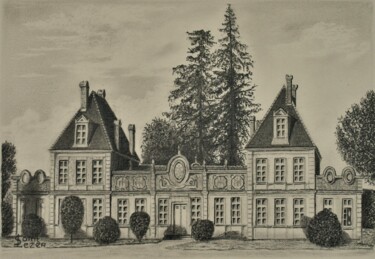 图画 标题为“Château de CERONS” 由Jean-Yves Saint Lezer, 原创艺术品, 铅笔
