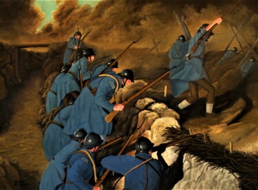 Malerei mit dem Titel "Grande guerre 14-18" von Jean-Yves Saint Lezer, Original-Kunstwerk, Öl