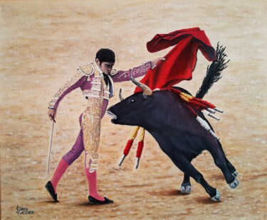 Pittura intitolato "corrida" da Jean-Yves Saint Lezer, Opera d'arte originale, Olio