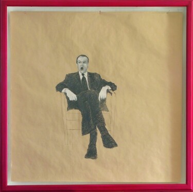Drawing titled "Gentleman - 8" by Jean-Yves Verne, Original Artwork, Conté Mounted on Wood Panel