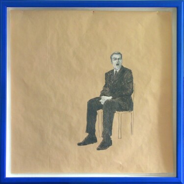 Рисунок под названием "Gentleman  - 7" - Jean-Yves Verne, Подлинное произведение искусства, Мел Установлен на Деревянная пан…
