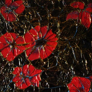 Peinture intitulée "fleurs de survie 2" par Jean-Yves Verne, Œuvre d'art originale, Acrylique Monté sur Autre panneau rigide