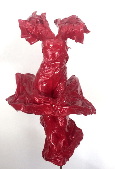 Sculptuur getiteld "femme rouge résine-…" door Jean-Yves Verne, Origineel Kunstwerk, Hars