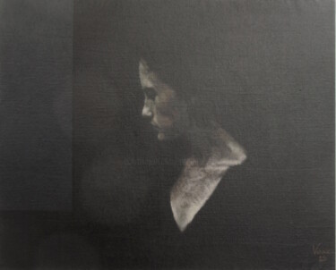 Malerei mit dem Titel "portrait de profil…" von Jean-Yves Verne, Original-Kunstwerk, Acryl Auf Keilrahmen aus Holz montiert