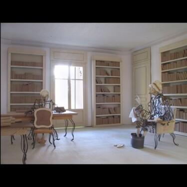 Sculpture titled "bibliothèque de Vol…" by Jean-Yves Verne, Original Artwork, Mixed Media