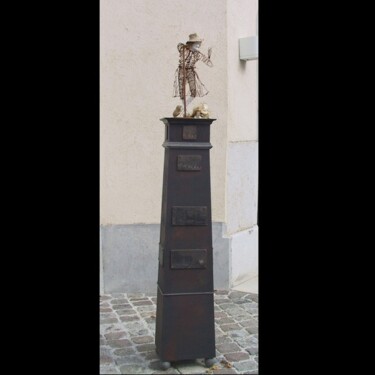 Sculpture titled "voltaire - la candi…" by Jean-Yves Verne, Original Artwork, Mixed Media
