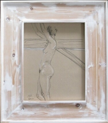 Drawing titled "dessin - nu - femme…" by Jean-Yves Verne, Original Artwork, Graphite Mounted on Other rigid panel