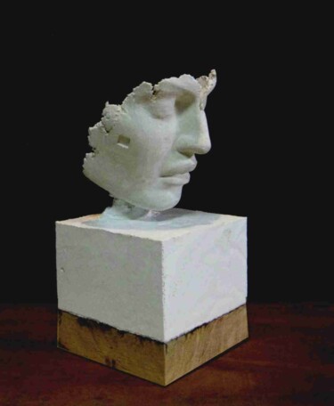 Skulptur mit dem Titel "tête en  ciment bla…" von Jean-Yves Verne, Original-Kunstwerk, Zement