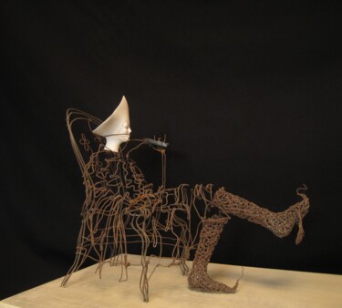 「sculpture [makromed…」というタイトルの彫刻 Jean-Yves Verneによって, オリジナルのアートワーク, ワイヤー