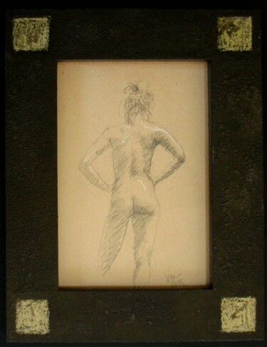 Drawing titled "dessin - femme - nu…" by Jean-Yves Verne, Original Artwork, Graphite Mounted on Other rigid panel